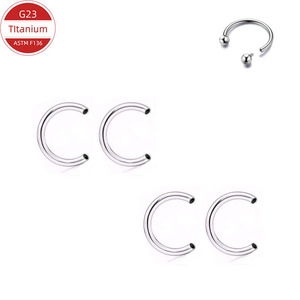 C-Shaped <b>Titanium</b> Rod Horseshoe <b>Ring</b> 1.2mm 16G Internal Thread Nose Stud Body Jewelry ASTM F136 Standard - Product Image 4
