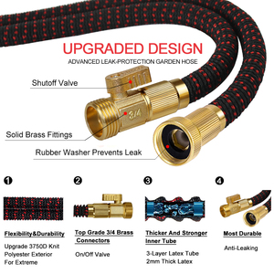 중국 공장 경량 50피트 확장형 정원 호스 릴 10가지 기능과 견고한 황동 피팅 수축식 물 호스 - Product Image 4
