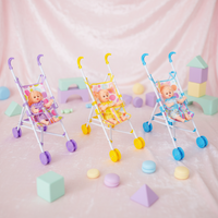 Ensemble poussette pour poupée de 12 pouces pour enfants, 4 couleurs assorties, poussette de jeu d'imitation avec poupée, chariot en plastique pour filles