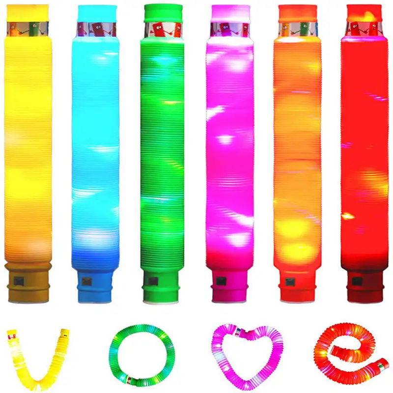 Bomboniera arcobaleno all'ingrosso 2.9cm PE Flash Led Fidget Glow in The Dark Light Up Tubes LED Pop Tube