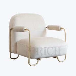 Chaise de loisirs pour la maison, <span class=keywords><strong>fauteuil</strong></span> confortable en velours nordique avec pieds dorés, chaise d'accent de luxe au design moderne - Product Image 6