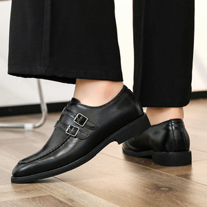 Zapatos de Vestir Formales de Cuero Negro para Hombre 2026, con Punta en Pico, Modernos, con Hebilla y Correa, Transpirables, para Boda - Product Image 2