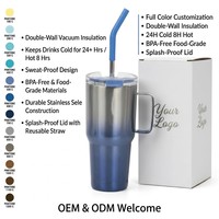 Lot de gobelets isothermes en acier inoxydable avec poignée et paille, anti-éclaboussures, sans BPA, personnalisables avec logo, pour cadeaux d'entreprise en gros (OEM)