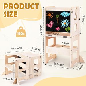 Silla Alta Plegable de Madera Cuatro en Uno <span class=keywords><strong>para</strong></span> Cocina Infantil, Ideal como Regalo <span class=keywords><strong>para</strong></span> Niños y Niñas de <span class=keywords><strong>1</strong></span> a 3 Años. - Product Image 6