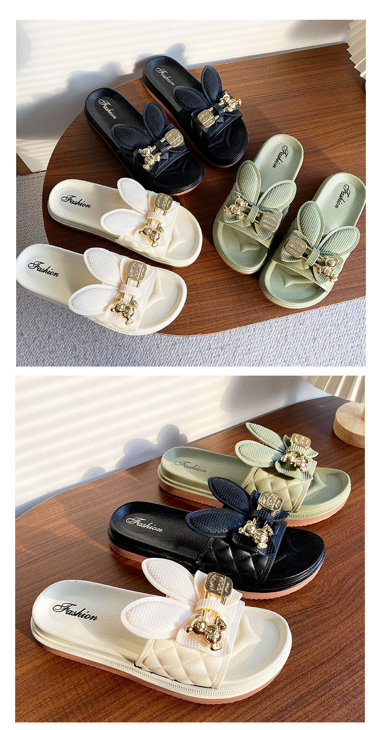 Rabbit Slippers Female Fashion Flat Thick Sole Anti-slip Sandals Women Casual Shoes