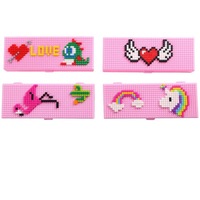 Étui à crayons en plastique ABS pour garçons et filles, blocs de construction DIY, boîte à crayons de dessin animé, boîte à papeterie, adapté aux étudiants