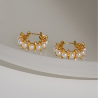 Dazan NOUVEAU Boucles d'oreilles en acier inoxydable plaqué or 18 carats, hypoallergéniques, avec perles d'imitation, étoiles, zircons et corail, style rococo