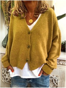 Plussize 3XL mujer primavera otoño suéter tejido Casual suelto señora cárdigan prendas de punto manga larga botón Top abrigo Casual suéter - Product Image 6