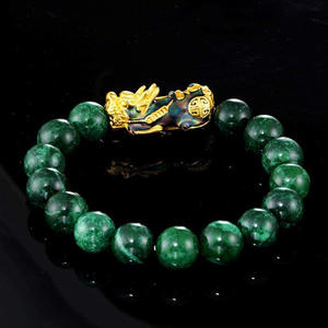 Bracelet traditionnel chinois Feng Shui Pi Xiu en Jade et Agate verte, perles de richesse, Piyao, porte-bonheur, <span class=keywords><strong>Pixiu</strong></span> Feng Shui - Product Image 6