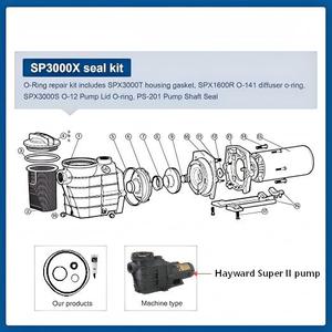 Kit de joints d'étanchéité et d'anneaux toriques SP3000X pour <span class=keywords><strong>pompe</strong></span> de piscine <span class=keywords><strong>Hayward</strong></span> <span class=keywords><strong>Super</strong></span> II, assemblage SPX1600Z2 PS-201 - Product Image 2