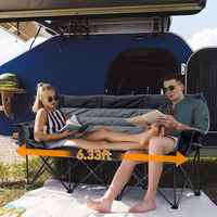 Chaise de camping, de jardin ou de plage pliable, de luxe, surdimensionnée, pour 3 personnes, en métal moderne, robuste et portable