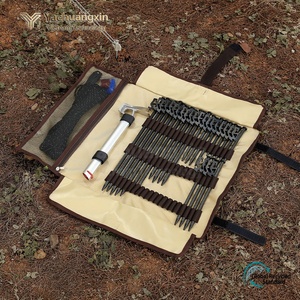 Bolsa de almacenamiento para acampar de lona con bolsillo de malla y correas elásticas para organizar el equipo de exterior - Product Image 6