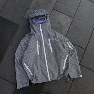 Conjunto Deportivo para Hombre con Cremallera, Conjunto de Pantalones Cortos Deportivos de Nailon con Chaqueta Cortavientos Reflectante con Gráficos y Sudadera Corta con Capucha, Pantalones Cortos Deportivos Largos - Product Image 3