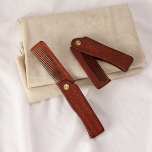 Fabrik preis Tragbarer anti statischer Sandelholz-Klapp kamm Custom Classic Mens <span class=keywords><strong>Pocket</strong></span> Faltbarer Bartkamm für den Heim-oder Salon gebrauch - Product Image 4