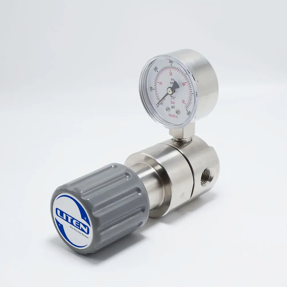 Válvula reguladora reductora de presión de gas para hidrógeno helio aire CNG oxígeno CO2 nitrógeno argón acetileno especialidad corrosivo inerte