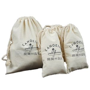 Sac en toile écologique personnalisé avec logo imprimé, sac en coton recyclable et réutilisable avec cordon de serrage, pochette en coton avec impression de logo - Product Image 1
