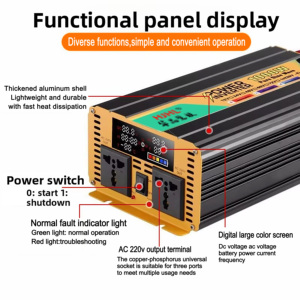 Compresseur industriel à onde sinusoïdale monophasé 1000W, solaire, portable, pour voiture, usage domestique, climatiseurs à induction HJ-2000S-L - Product Image 5