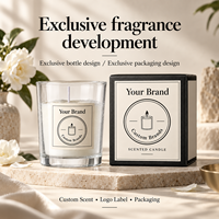 Bougie parfumée en verre transparent avec cire crème, boîte cadeau noire, marque personnalisée, vente en gros, OEM, ODM, fournisseur de marques privées