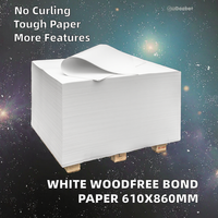 Papier bond sans bois blanc non couché 60gsm 75gsm 100% impression offset en pâte de bois Compatible 610*860mm pour l'impression de livres