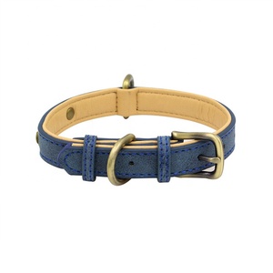 2025 Hot Selling Lychee Pattern Microfiber <b>Brushed</b> Bronze Plated Stainless Steel <b>Pet</b> Collar - Product Image 4