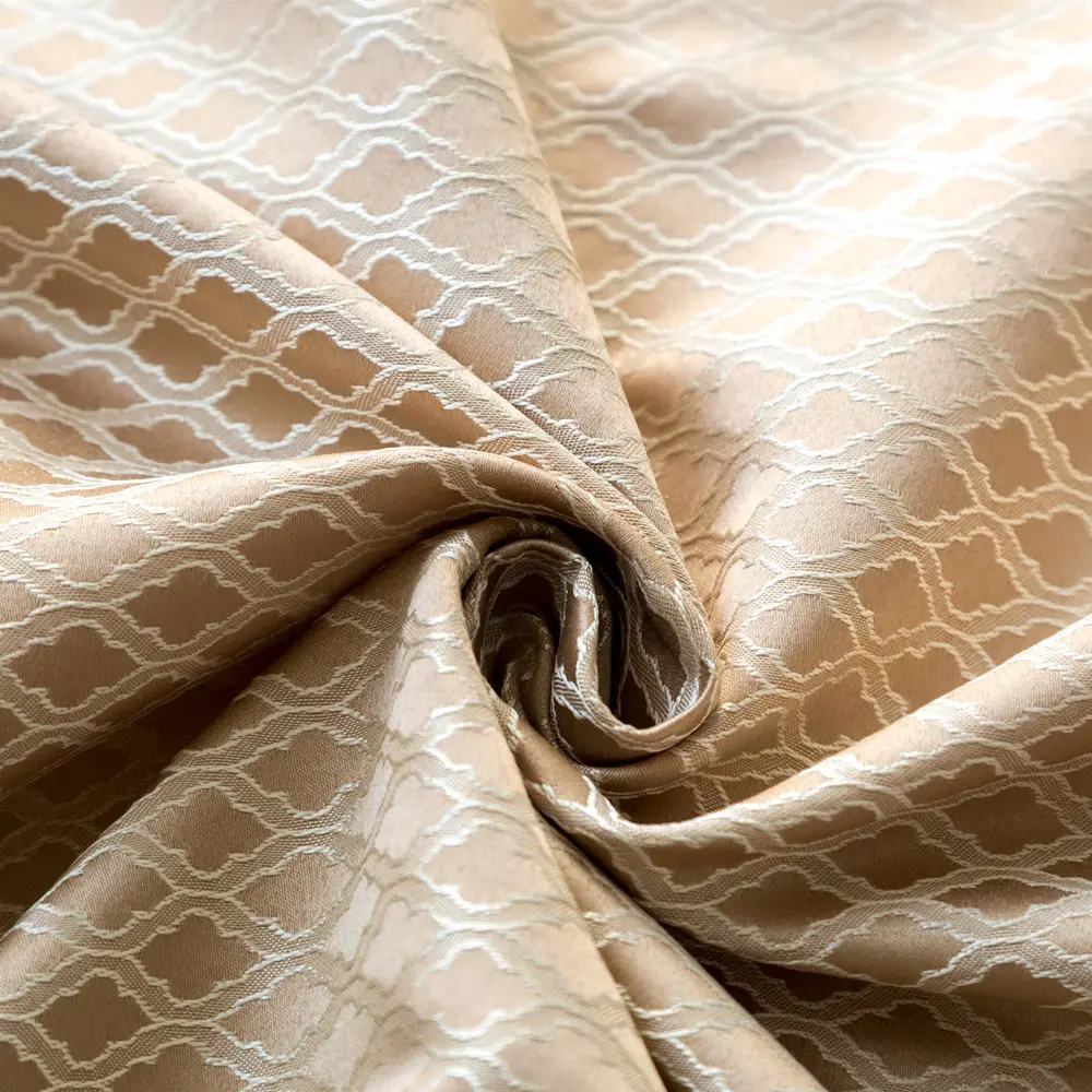 100% Jacquard Polyester Stoff breite Breite einfaches Gitter Design für Vorhang und Tischdecke