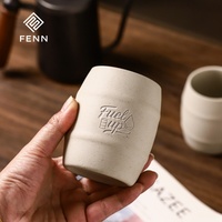 Tasse à expresso en céramique rétro FENN avec logo laser personnalisé, 280 ml, tasse à café en porcelaine écologique, tasse en argile non vernie pour cadeau