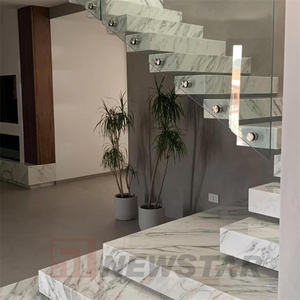 न्यूजस्टार चीन प्राकृतिक पत्थर की सीढ़ी के साथ सफेद संगमरमर की सीढ़ियों से चलने वाली सफेद संगमरमर की सीढ़ियों के साथ - Product Image 3