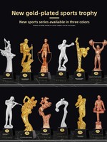 Trophées sportifs de golf et de badminton ; Trophées sportifs personnalisés en résine de cristal artificiel plaqué or pour les compétitions