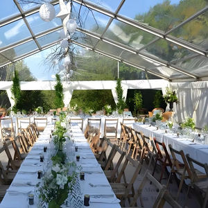 Design polyvalent avec 50 panneaux transparents pour 100 personnes et options de couleur pour des expériences de mariage sur mesure Tente de mariage personnalisable - Product Image 1