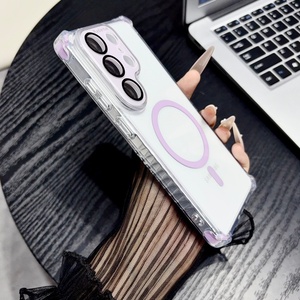 Fashion Magnetic Clear Phone Case for Samsung S26 S24 S25 Ultra With Lens <b>Film</b> Wireless Charging Four Corners Shockproof Cover - Product Image 5