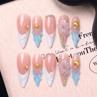 Brand Builder OEM ODM French 3.0 Long Pointy Stiletto Curve Handmade Press on Nails Full Cover PMMA Enamel Inlay Nails 10pcs