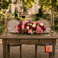 Bouquet de mariée de luxe en fleurs artificielles en soie rouge bordeaux, arrangement d'allée d'hortensias, décoration de mariage, centre de table