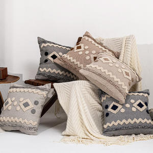 Minimalist Geometric Embroidered Pillowcase Cotton Linen Square <b>Cushion</b> Cover for Home Decor Living Room Sofa Bed Use - Product Image 4