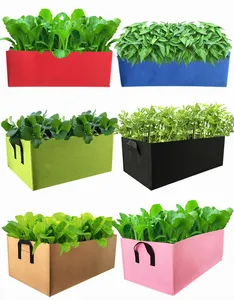 Colorful Heavy Duty Thickened Nonwoven Fabric Raised Garden Bed Square Planter Containers For Carrot Flowers Fruit Growing Pots
