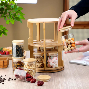 ชั้นวางกระป๋องหมุนได้สำหรับเก็บของในครัว เช่น กาแฟ นม ชา ชั้นวางจัดระเบียบกระป๋องเครื่องปรุง ชั้นวางเก็บของ ชุดขวดแก้ว - Product Image 3