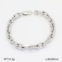 Pulsera de Cadena Gruesa de Acero Inoxidable Estilo Punk Hip Hop para Hombre, Chapada en Plata Retro, al por Mayor