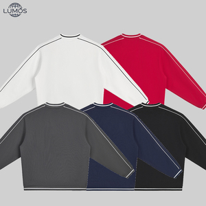 Sudadera con cuello en V y bloques de color, estilo universitario americano, de manga larga, para <span class=keywords><strong>hombre</strong></span>, con hombros caídos y puños acanalados, para otoño e invierno - Product Image 2