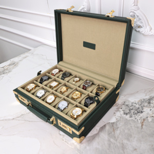 Boîte de rangement élégante pour montres et bijoux en cuir vert multicouche, avec des caractéristiques résistantes à l'eau et à la poussière, pour les collectionneurs soucieux de l'environnement - Product Image 1