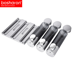 Distributeur de savon à bulles pour les mains, triple distributeur de gel douche, shampoing et revitalisant pour hôtel, manuel, en plastique, mural, distributeur de savon liquide - Product Image 3