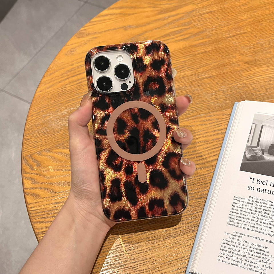 Luxury Leopard Print Magnetic Ring Case for iPhone 17 16 15 - Image 3
