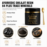 Poudre de résine de Shilajit de l'Himalaya de qualité or ayurvédique pure, avec plus de 85 oligo-éléments et une teneur élevée en acide fulvique, complément énergétique