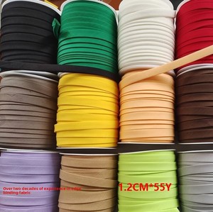 Ruban biais en polyester-coton de qualité supérieure, 1,2 cm, pliage en <span class=keywords><strong>4</strong></span>, sans repassage, accessoires de couture, bordure, 55y/rouleau, fourni par l'usine - Product Image 2