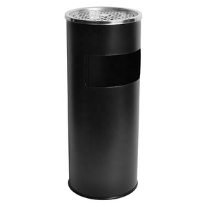 Round <strong>Smoking</strong> Trash <strong>Bin</strong> Outdoor Trash Can With Ashtray Hotel Lobby Black Floor-standing Stainless Steel Ash <strong>Bin</strong> - Product Image 3
