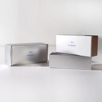 Boîtes d'emballage pour accessoires de lunettes en papier écologiques pliables avec logo personnalisé de haute qualité, gaufrage à la ficelle