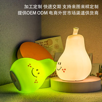 Lampe de nuit en silicone ABS pour enfants, en forme de poire, avec télécommande, LED, alimentée par piles, pour chambre à coucher ou chambre