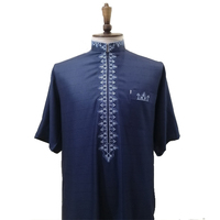 Jalabiya Qamis élégant de haute qualité pour hommes à manches courtes tenue décontractée respirant col montant vêtements musulmans du Maroc