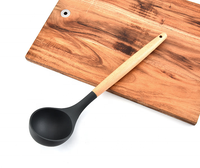 Ensemble d'ustensiles de cuisine en silicone avec manches en bois de bambou pour ustensiles de cuisson antiadhésifs, spatule, pince, spatule en nylon