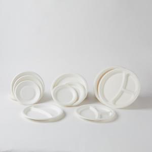 Échantillon Gratuit Assiettes Rondes en Papier Biodégradables Compostables en Bagasse Naturelle Blanches pour Restaurants - Product Image 4
