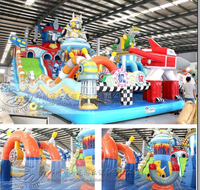 Ciudad de Diversión Inflable Comercial con Temática de Transformers, Parque de Atracciones Inflable de PVC para Niños, Alquiler para Eventos al Aire Libre