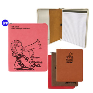 Carpeta de cuero sintético grabada con láser en blanco personalizada, <span class=keywords><strong>Pu</strong></span> carpeta con cremallera de cuero, cartera <span class=keywords><strong>A4</strong></span> con cremallera y Bloc de notas - Product Image 6